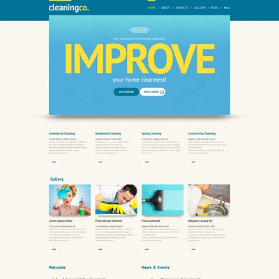 Cleaning Responsive WordPress Theme (WordPress theme for cleaning companies and maid services) Item Picture