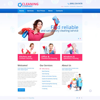 Cleaning Services WordPress Theme (WordPress theme for cleaning companies and maid services) Item Picture