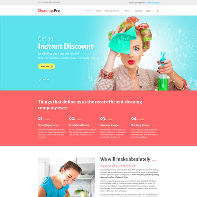 Cleaning & Maid Service Company WordPress Theme (WordPress theme for cleaning companies and maid services) Item Picture