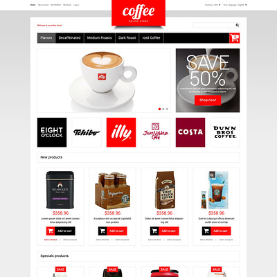 Coffee Store Magento Theme (Magento theme for coffee and tea stores) Item Picture