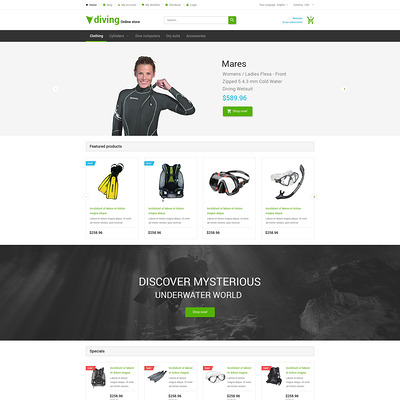 Deep Blue Dive Magento Theme (Magento theme for marine, yachting, and diving stores) Item Picture