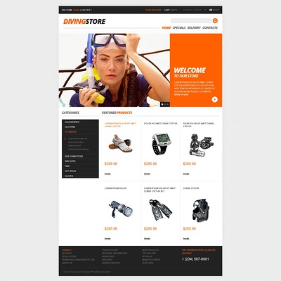 Deep Diving PrestaShop Theme (PrestaShop theme for scuba diving stores) Item Picture