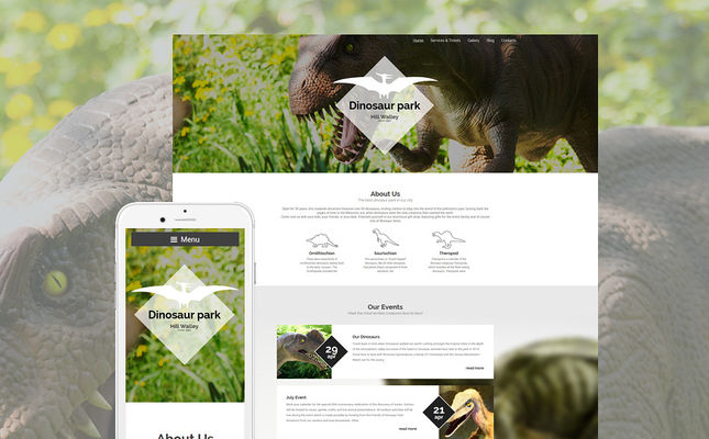 Dinosaur Park WordPress Theme (museum WordPress theme) Screenshot