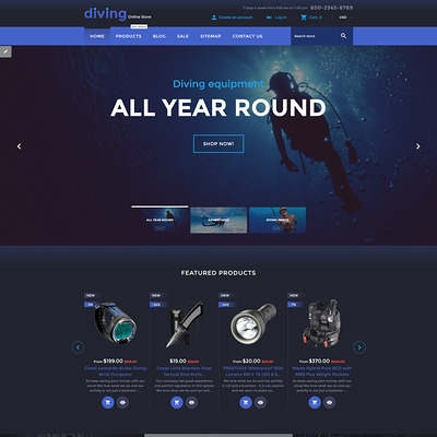 Diving Online Store Shopify Theme (Shopify theme for sports stores) Item Picture