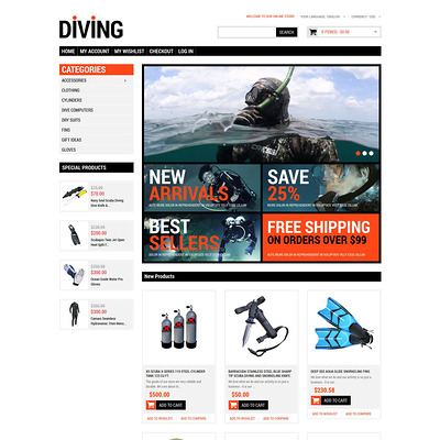 Diving Shop Magento Theme (Magento theme for marine, yachting, and diving stores) Item Picture