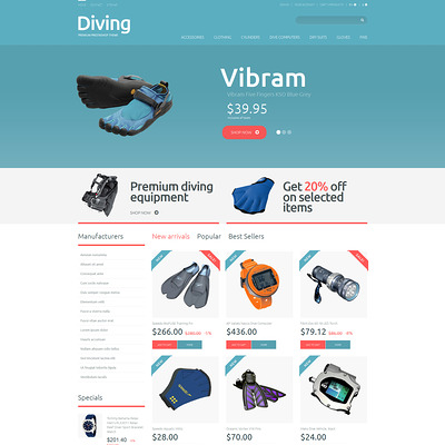 Diving Shop PrestaShop Theme (PrestaShop theme for scuba diving stores) Item Picture