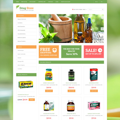 Drug Store OpenCart Template (OpenCart theme for health and medical stores) Item Picture