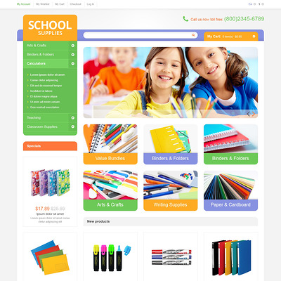Educational School Supplies Magento Theme (Magento theme for office supplies and stationery) Item Picture