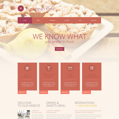 European Restaurant Responsive WordPress Theme (WordPress theme for restaurants) Item Picture