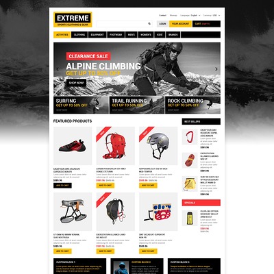 Extreme Sports Clothing PrestaShop Theme (PrestaShop theme for sports stores) Item Picture