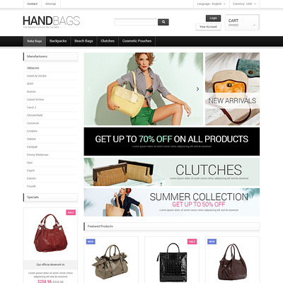 Fancy Bags PrestaShop Theme (PrestaShop theme for purses and handbags) Item Picture