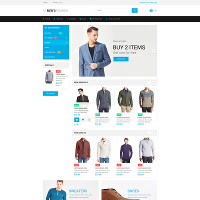 Fashion PrestaShop Theme (PrestaShop theme for mens clothing) Item Picture