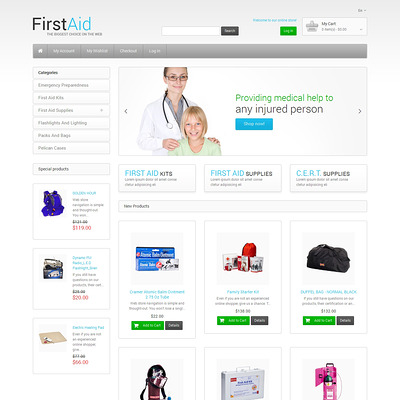 First Aid Store Magento Theme (Magento theme for medical and health stores) Item Picture