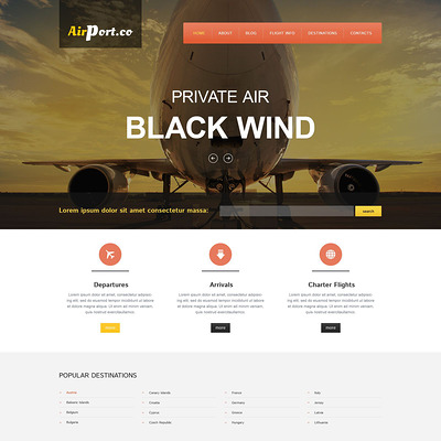 Flying Safe Drupal Template (Drupal theme for transportation websites) Item Picture