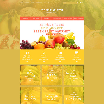 Fresh Fruit Gift Basket PrestaShop Theme (PrestaShop theme for gift shops) Item Picture