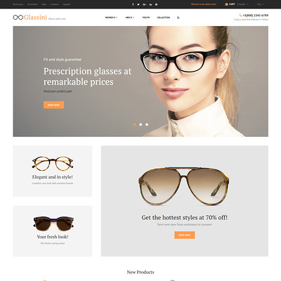 Glassini Magento Theme (Magento theme for selling sunglasses) Item Picture