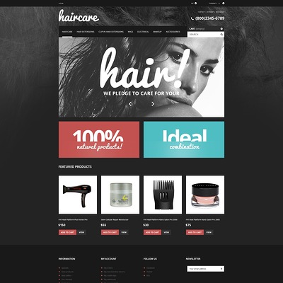 Hair Care Products Store PrestaShop Theme (PrestaShop theme for hair extensions and hair products) Item Picture