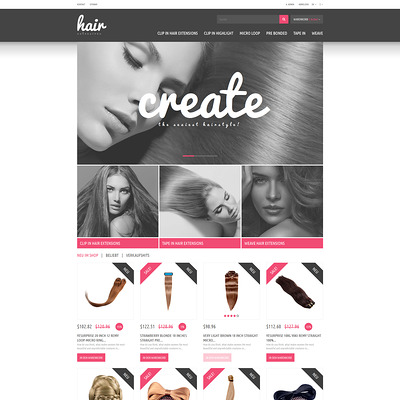 Hair Extensions Store PrestaShop Theme (PrestaShop theme for hair extensions and hair products) Item Picture