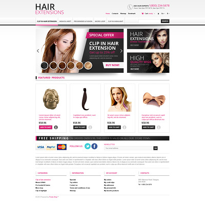 Hair Extensions Store PrestaShop Theme (PrestaShop theme for hair extensions and hair products) Item Picture
