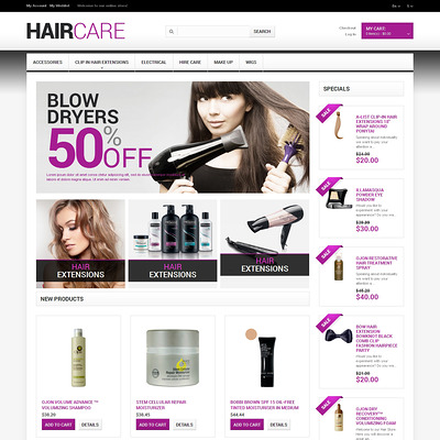 Hairdresser's Stuff Magento Theme (Magento theme for hair and beauty products) Item Picture