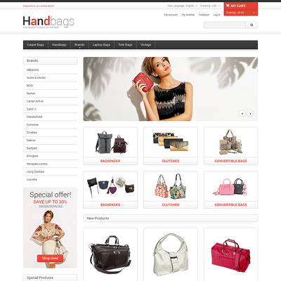 Handbag Responsive Magento Theme (Magento theme for selling handbags and purses) Item Picture