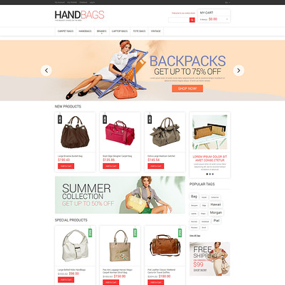 Handbag Responsive Magento Theme (Magento theme for selling handbags and purses) Item Picture