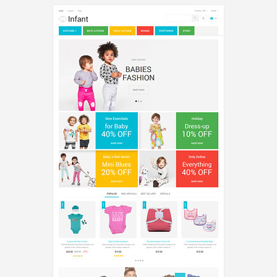 Infant Clothing Store PrestaShop Theme (PrestaShop theme for clothing for babies, kids, and children) Item Picture