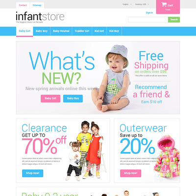 Just for Kids PrestaShop Theme (PrestaShop theme for clothing for babies, kids, and children) Item Picture
