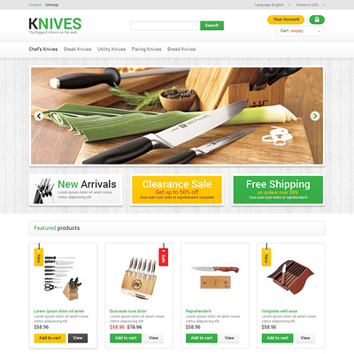 Kitchen Knives PrestaShop Theme (PrestaShop theme for housewares and kitchen supplies) Item Picture