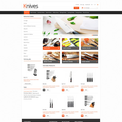 Knives for Easy Cooking PrestaShop Theme (PrestaShop theme for housewares and kitchen supplies) Item Picture