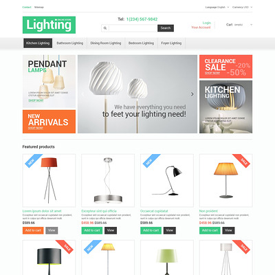 Lighting Store PrestaShop Theme (PrestaShop theme for home decor stores) Item Picture