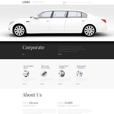 Limousine Services Responsive WordPress Theme (WordPress theme for car, vehicle, and automotive websites) Item Picture