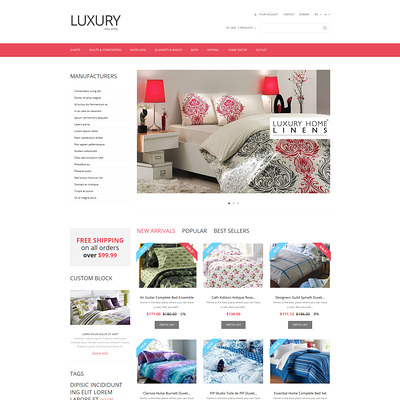 Linen Store PrestaShop Theme (PrestaShop theme for home decor stores) Item Picture