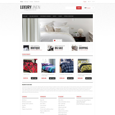 Luxurious Bed Linen PrestaShop Theme (PrestaShop theme for home decor stores) Item Picture