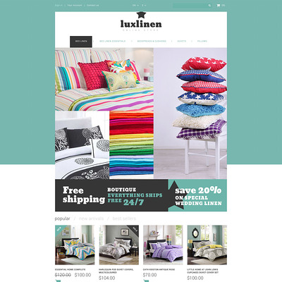 Luxury Linen Store PrestaShop Theme (PrestaShop theme for home decor stores) Item Picture