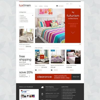 Luxury Linen Store PrestaShop Theme (PrestaShop theme for home decor stores) Item Picture