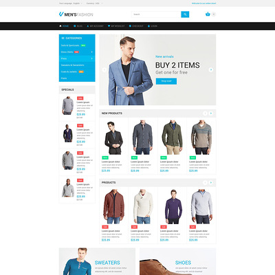 Masculine Elegance Magento Theme (Magento theme for mens and womens clothing) Item Picture