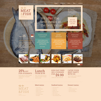Meat Fish Restaurant WordPress Theme (WordPress theme for restaurants) Item Picture