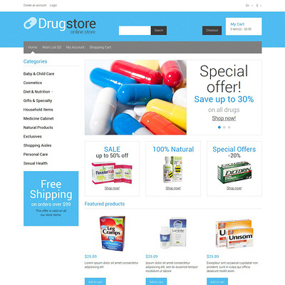Medical Supplies OpenCart Template (OpenCart theme for health and medical stores) Item Picture