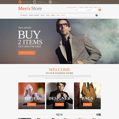 Men's Clothing Style Magento Theme (Magento theme for mens and womens clothing) Item Picture