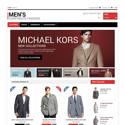 Men's Corporate Style PrestaShop Theme (PrestaShop theme for mens clothing) Item Picture