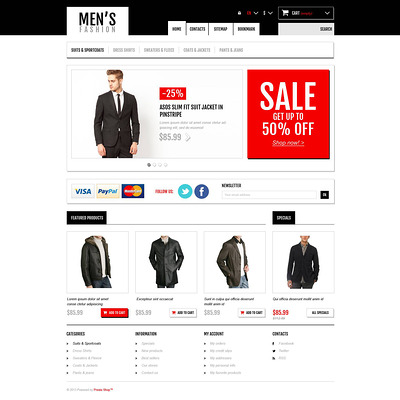 Men's Fashion Boutique PrestaShop Theme (PrestaShop theme for mens clothing) Item Picture