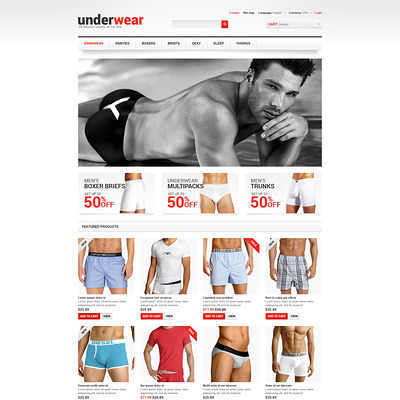 Men's Underwear PrestaShop Theme (PrestaShop theme for mens underwear) Item Picture