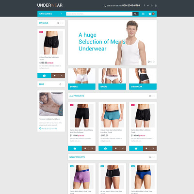 Mens Underwear Magento Theme (Magento theme for selling lingerie and underwear) Item Picture