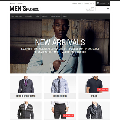 Menswear PrestaShop Theme (PrestaShop theme for mens clothing) Item Picture