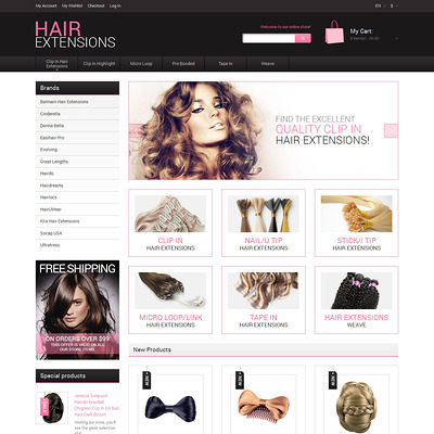Natural Hair Extensions Magento Theme (Magento theme for hair and beauty products) Item Picture