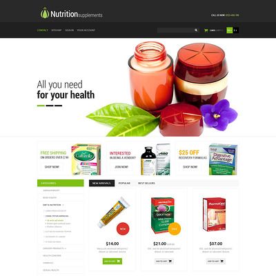 Nutrition Products PrestaShop Theme (PrestaShop theme for health and medical stores) Item Picture