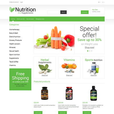 Nutrition Store Responsive OpenCart Template (OpenCart theme for health and medical stores) Item Picture