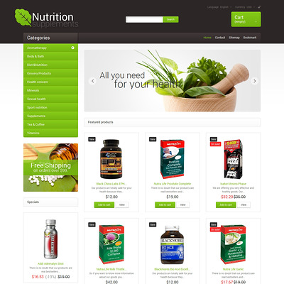 Nutrition Supplements PrestaShop Theme (PrestaShop theme for health and medical stores) Item Picture