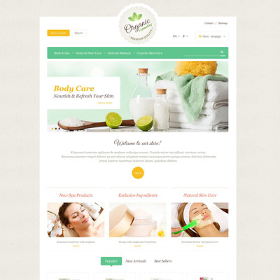 Organic Skin Care PrestaShop Theme (PrestaShop theme for makeup, cosmetics, perfume, and beauty products) Item Picture